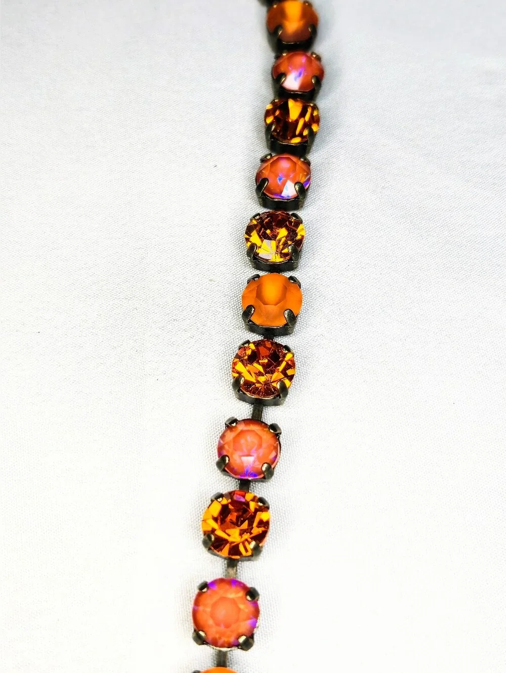 Autumn Nostalgia: Deep Orange In Swarovski Crystals In Class Tennis Bracelet